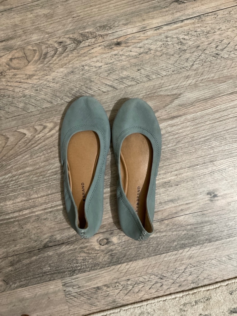 Lucky Brand Dusty Blue Suede Leather Ballet Flats Size 8